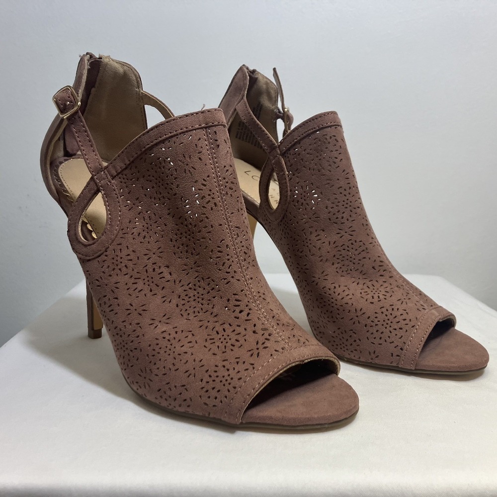 Lauren Conrad Peep Toe Eyelet Blush Ankle Heel Size 9M